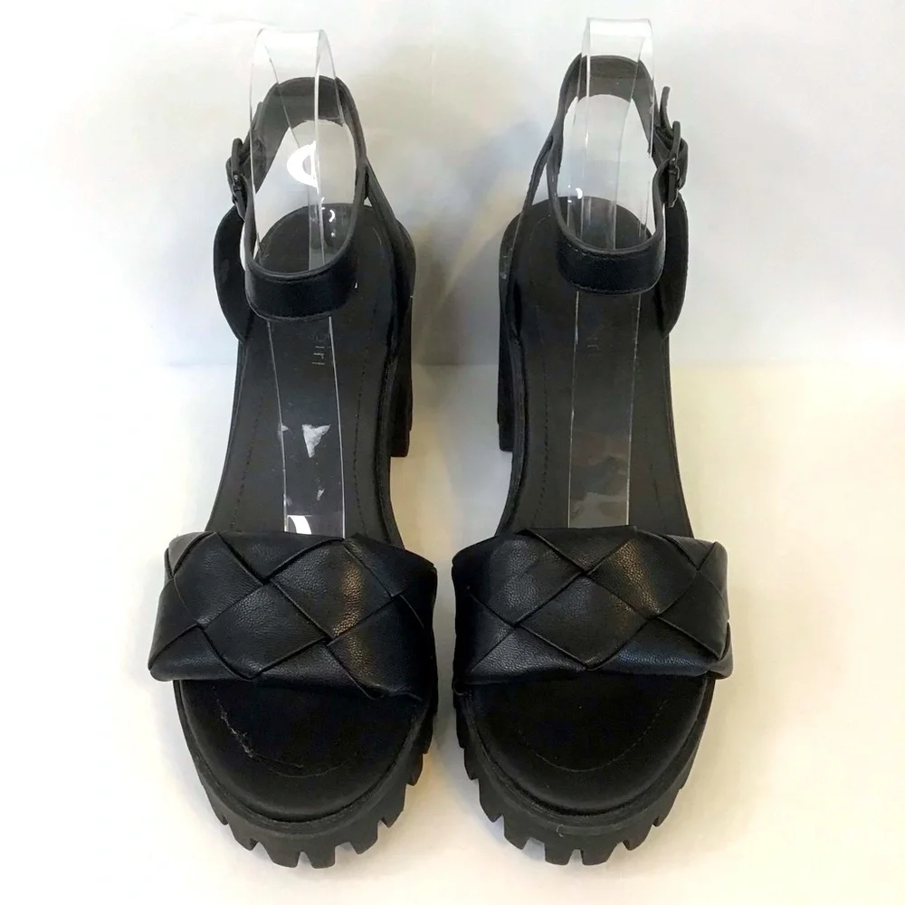 MADDEN GIRL Women's Black SENSE Chunky Platform Lug Sole Sandals 10